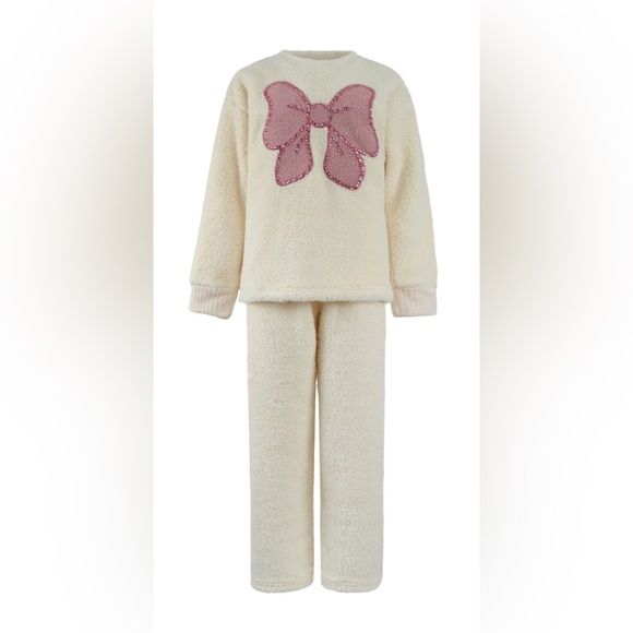 Lola + The Boys Cream and Pink Kids Matching Set - Picture 1 of 7